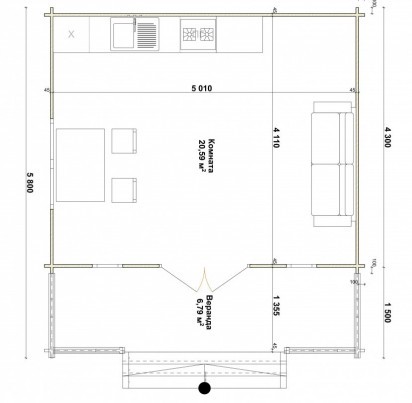 Садовый дом "ОРДОС" 5800х5300 мм