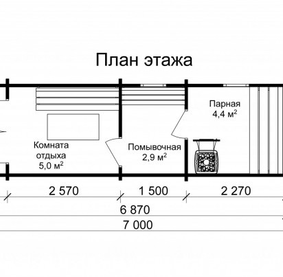 Мобильная баня Кузема 2300*7000