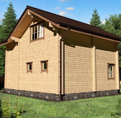 Двухэтажный дом из бруса с террасой и парной 8500x8900