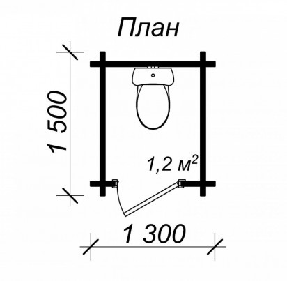Деревянный туалет "ТАПА 4" 1500х1300 мм