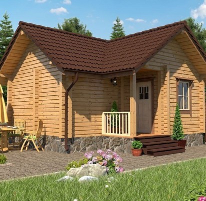 Баня 5500х5500 с небольшим крыльцом