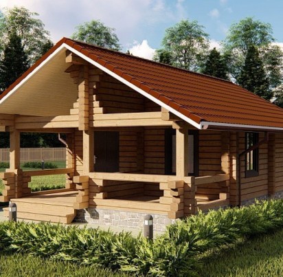 Баня 5500х8000 с террасой