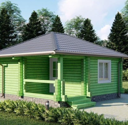 Баня 5500х5500 с закрытой террасой