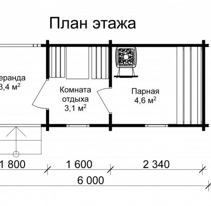 Мобильная баня Парфа 6000*2300